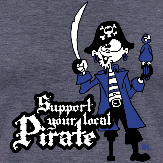 Support Your Local Pirate Heather Blue/Navy - Image 2