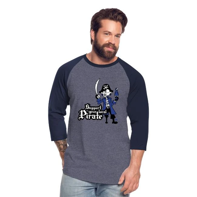 Support Your Local Pirate Heather Blue/Navy - Image 6