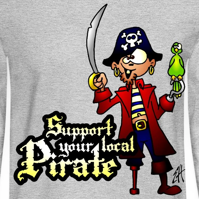 FRUIT OF THE LOOM Support Your Local Pirate Heather Gray - Image 2