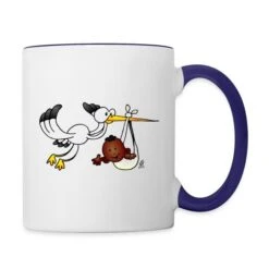 Stork With Baby II Fc White/Cobalt Blue