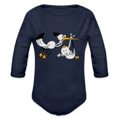 Stork With Baby Dark Navy