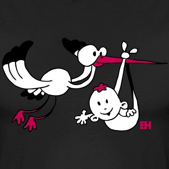 Stork With Baby Black/White - Image 2