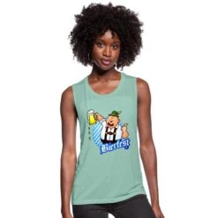 Bierfest II Hans In Lederhosen With A Mug Of Beer. Dusty Mint Blue