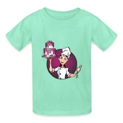 Hanes Pastry Chef With A Big Pink Cake In Close Up Deep Mint