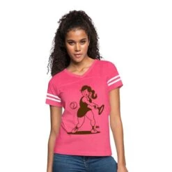 Tennis Girl Hitting A Backhand Vintage Pink/White