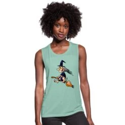 Witch On A Broom Dusty Mint Blue