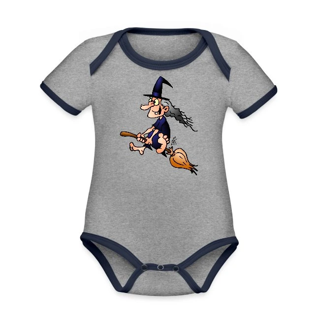 Witch On A Broom Heather Gray/Navy
