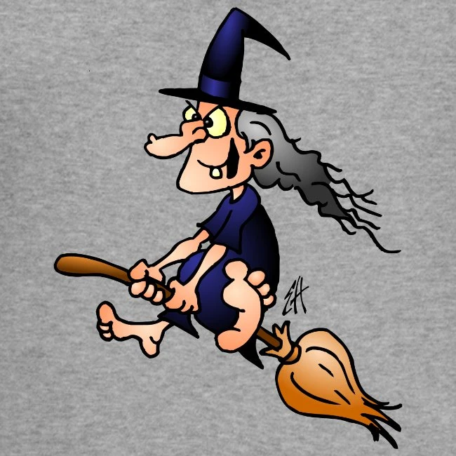 Witch On A Broom Heather Gray/Navy - Image 2