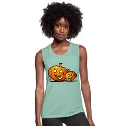 Jack-o'-lantern: Two Halloween Pumpkins Dusty Mint Blue