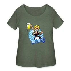 Bierfest II - Gretl In A Dirndl With A Mug Of Beer Heather Military Green