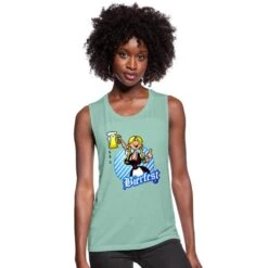 Bierfest II - Gretl In A Dirndl With A Mug Of Beer Dusty Mint Blue