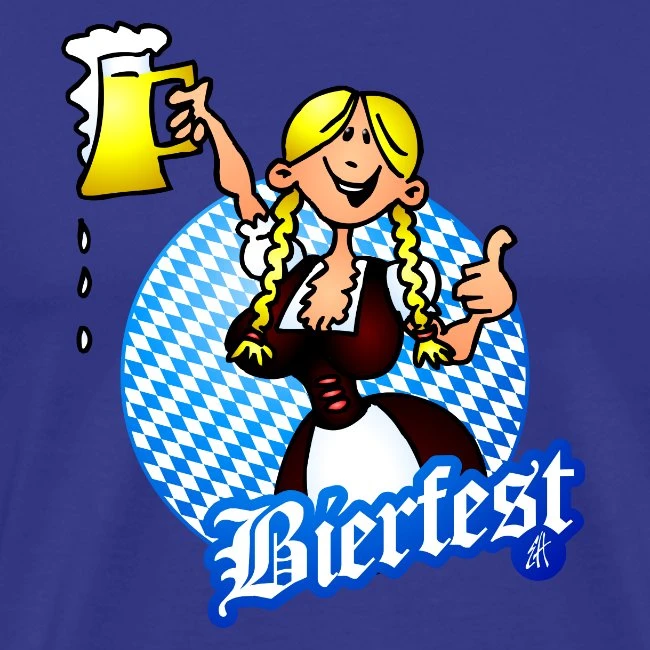 Bierfest II - Gretl In A Dirndl With A Mug Of Beer Royal Blue - Image 2