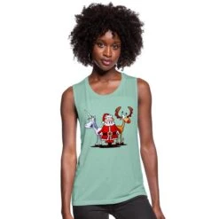 Santa, Reindeer, Unicorn Dusty Mint Blue