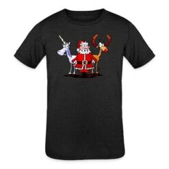 Santa, Reindeer, Unicorn Heather Black