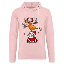 Reindeer Is Having A Drink On Santa Claus Cream Heather Pink
