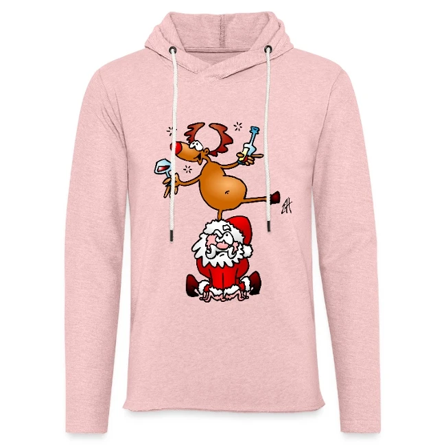 Reindeer Is Having A Drink On Santa Claus Cream Heather Pink