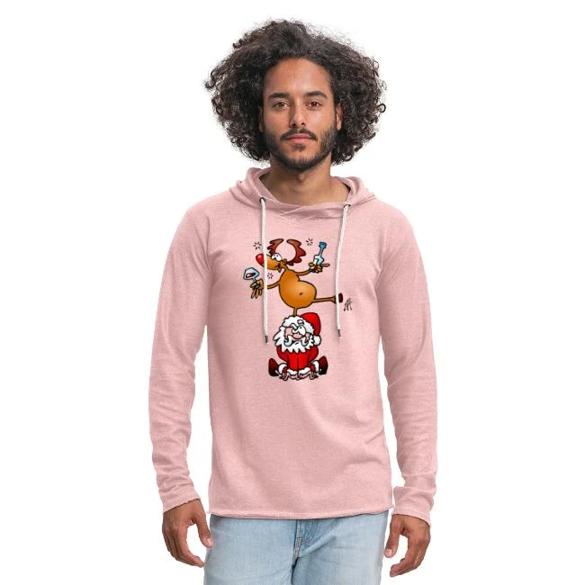 Reindeer Is Having A Drink On Santa Claus Cream Heather Pink - Image 7