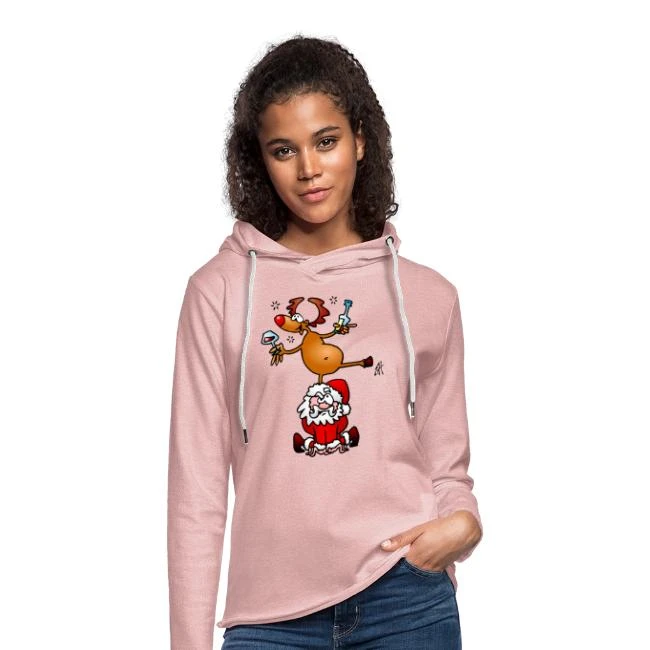 Reindeer Is Having A Drink On Santa Claus Cream Heather Pink - Image 8