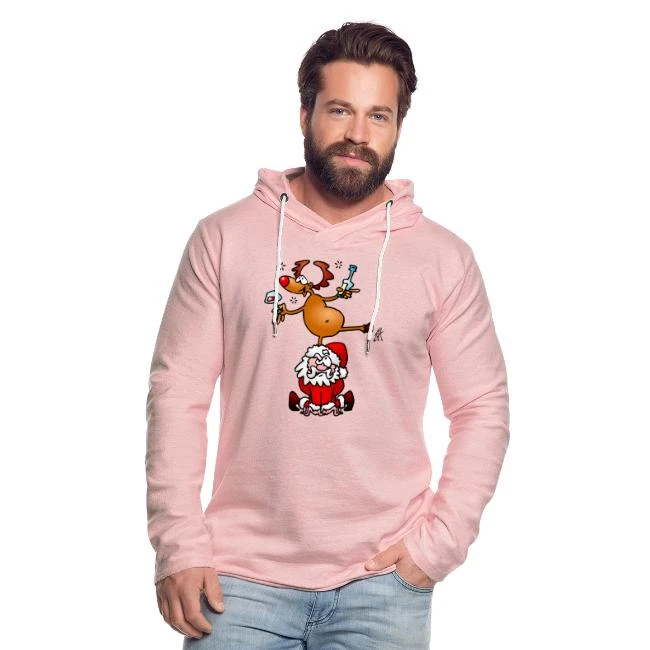 Reindeer Is Having A Drink On Santa Claus Cream Heather Pink - Image 9