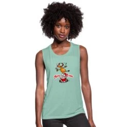 Merry Christmas - Reindeer Dances On Santa Claus Dusty Mint Blue